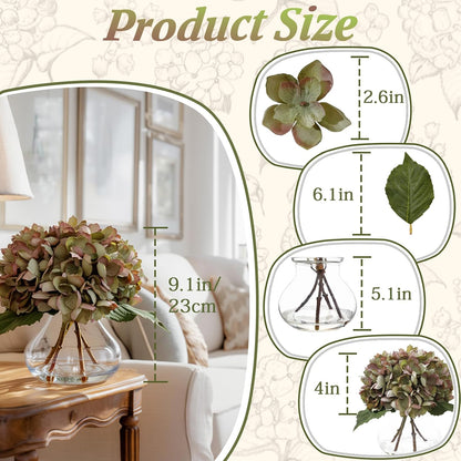 White Magnolia Artificial Flowers with Vase Fake Magnolia Flowers Indoor Real Touch Flowers with Faux Water for Home Decor Centerpieces for Tables