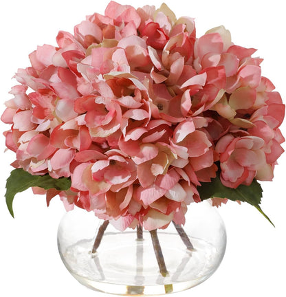White Magnolia Artificial Flowers with Vase Fake Magnolia Flowers Indoor Real Touch Flowers with Faux Water for Home Decor Centerpieces for Tables