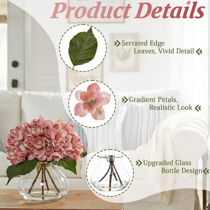 White Magnolia Artificial Flowers with Vase Fake Magnolia Flowers Indoor Real Touch Flowers with Faux Water for Home Decor Centerpieces for Tables