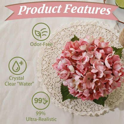 White Magnolia Artificial Flowers with Vase Fake Magnolia Flowers Indoor Real Touch Flowers with Faux Water for Home Decor Centerpieces for Tables