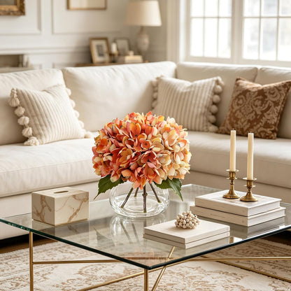 White Magnolia Artificial Flowers with Vase Fake Magnolia Flowers Indoor Real Touch Flowers with Faux Water for Home Decor Centerpieces for Tables