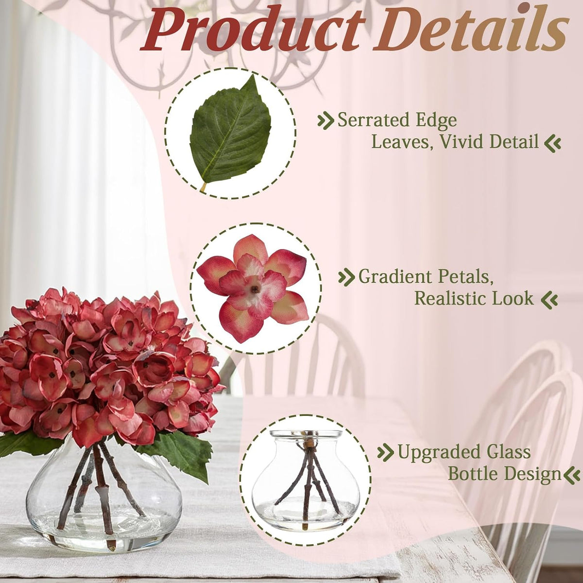 White Magnolia Artificial Flowers with Vase Fake Magnolia Flowers Indoor Real Touch Flowers with Faux Water for Home Decor Centerpieces for Tables