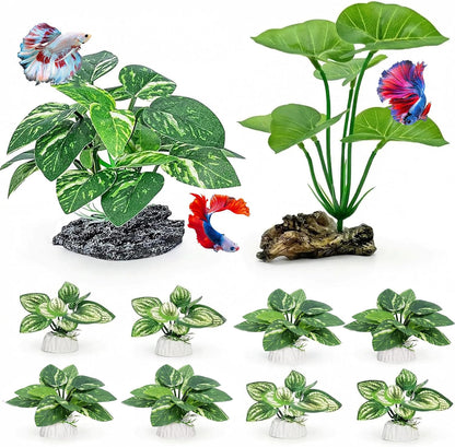 10 PCS Aquarium Decorations Silk Aquarium Plants Betta Fish Tank Decor