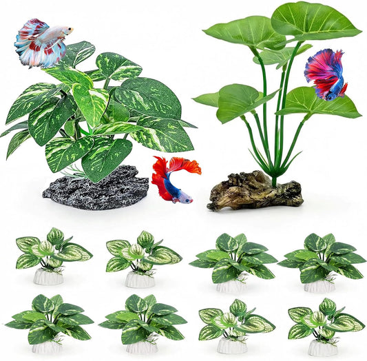 10 PCS Aquarium Decorations Silk Aquarium Plants Betta Fish Tank Decor