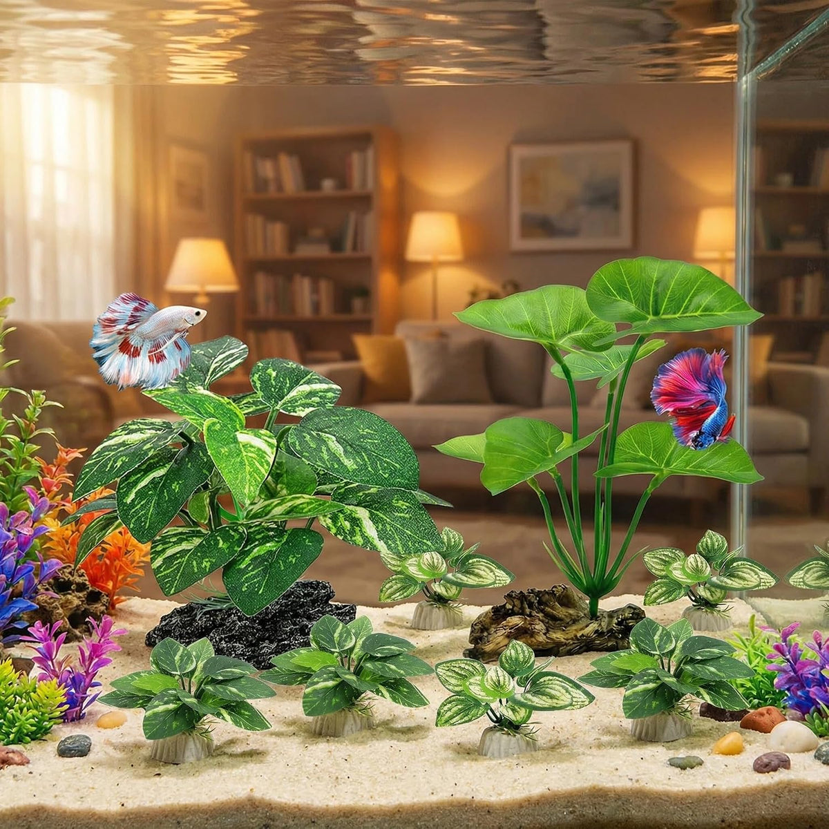 10 PCS Aquarium Decorations Silk Aquarium Plants Betta Fish Tank Decor