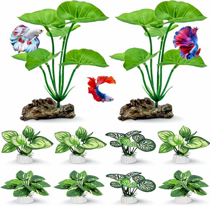 10 PCS Aquarium Decorations Silk Aquarium Plants Betta Fish Tank Decor