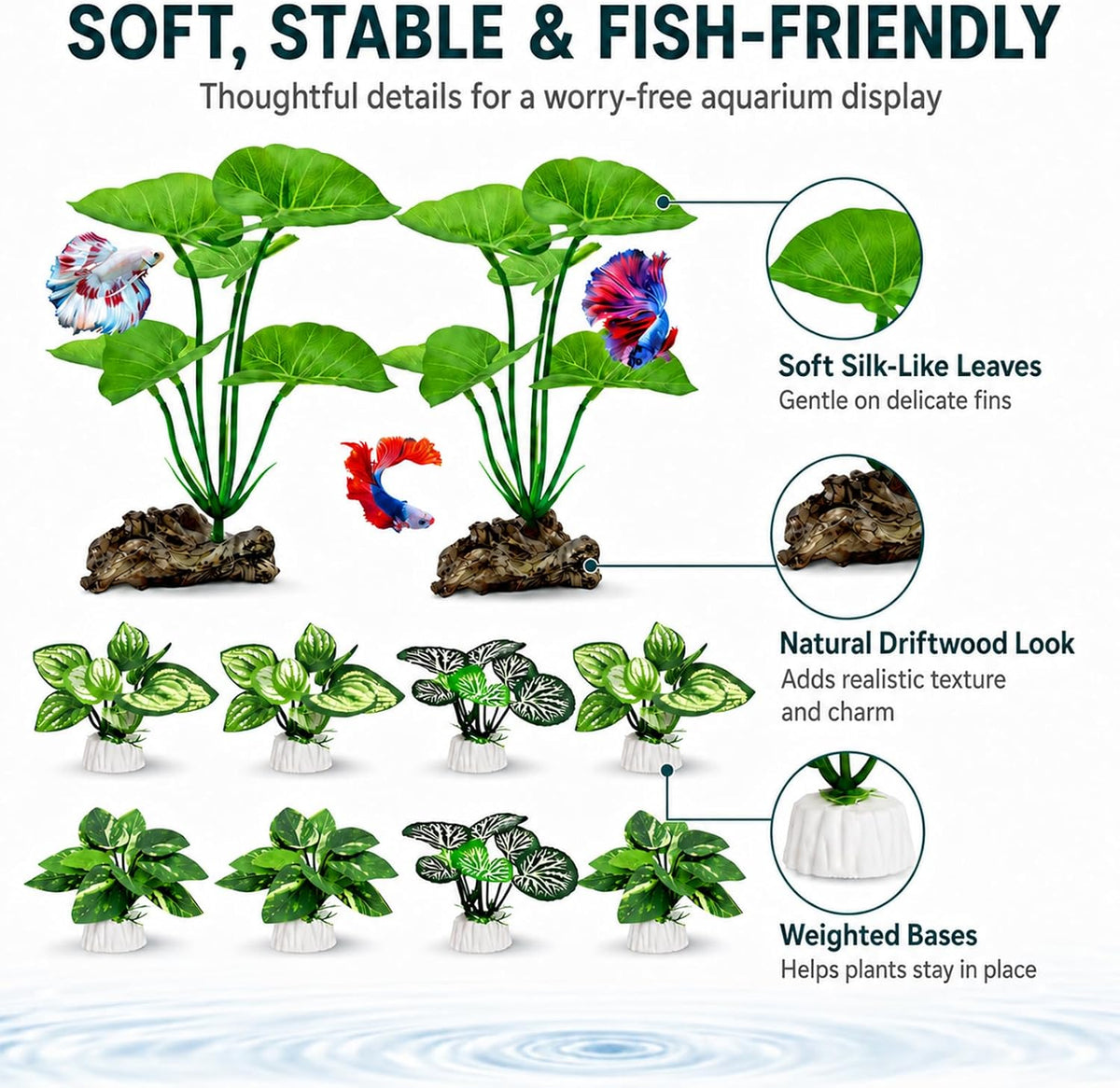 10 PCS Aquarium Decorations Silk Aquarium Plants Betta Fish Tank Decor