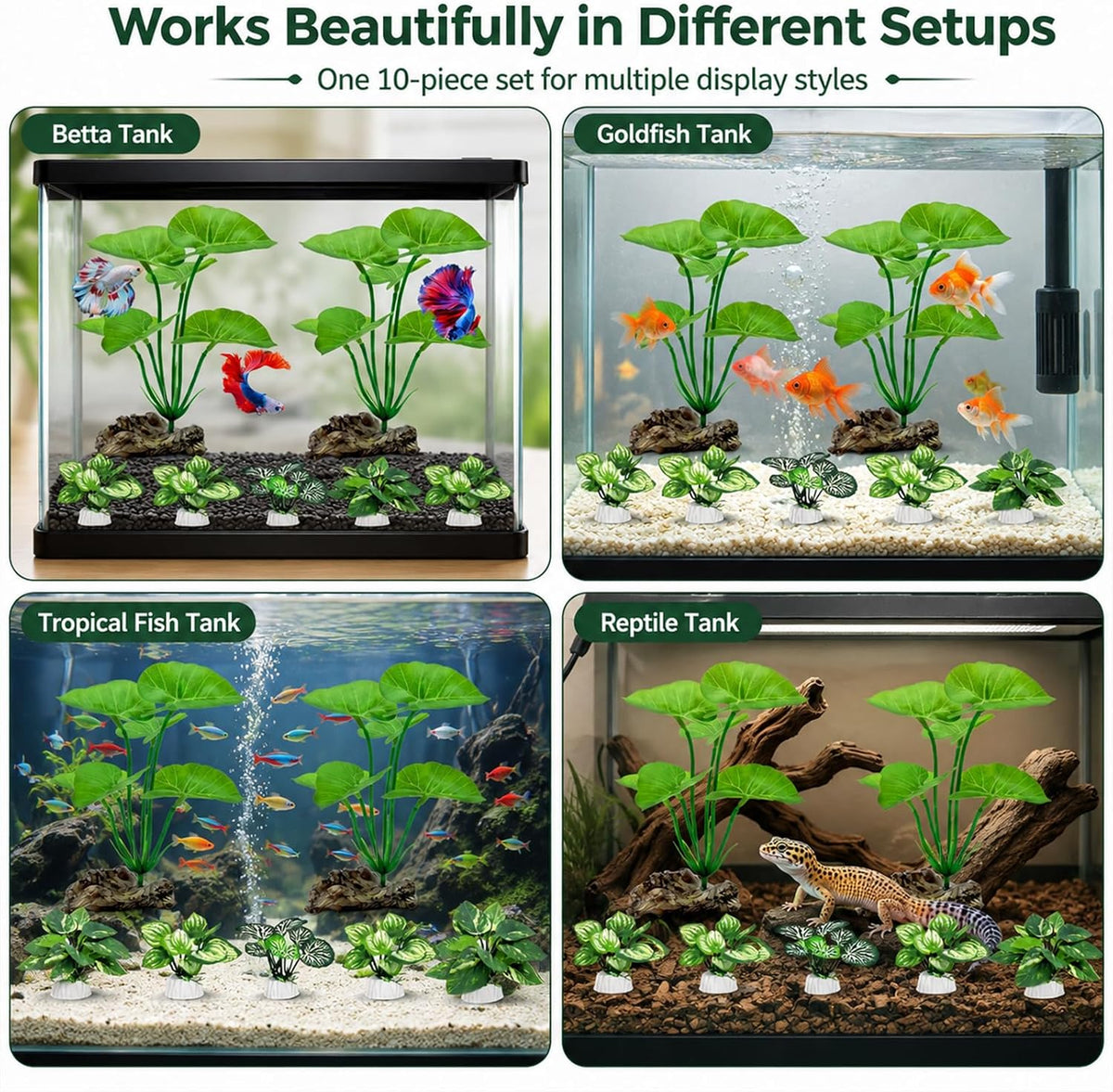 10 PCS Aquarium Decorations Silk Aquarium Plants Betta Fish Tank Decor