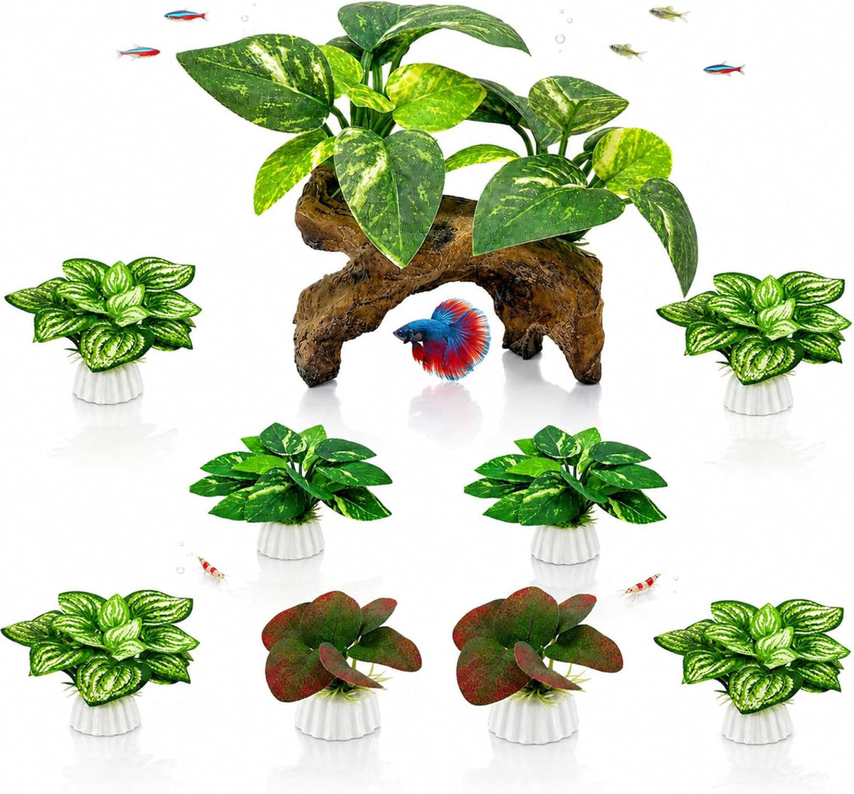 10 PCS Aquarium Decorations Silk Aquarium Plants Betta Fish Tank Decor