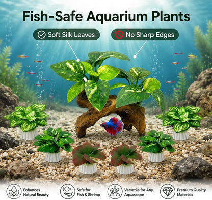 10 PCS Aquarium Decorations Silk Aquarium Plants Betta Fish Tank Decor