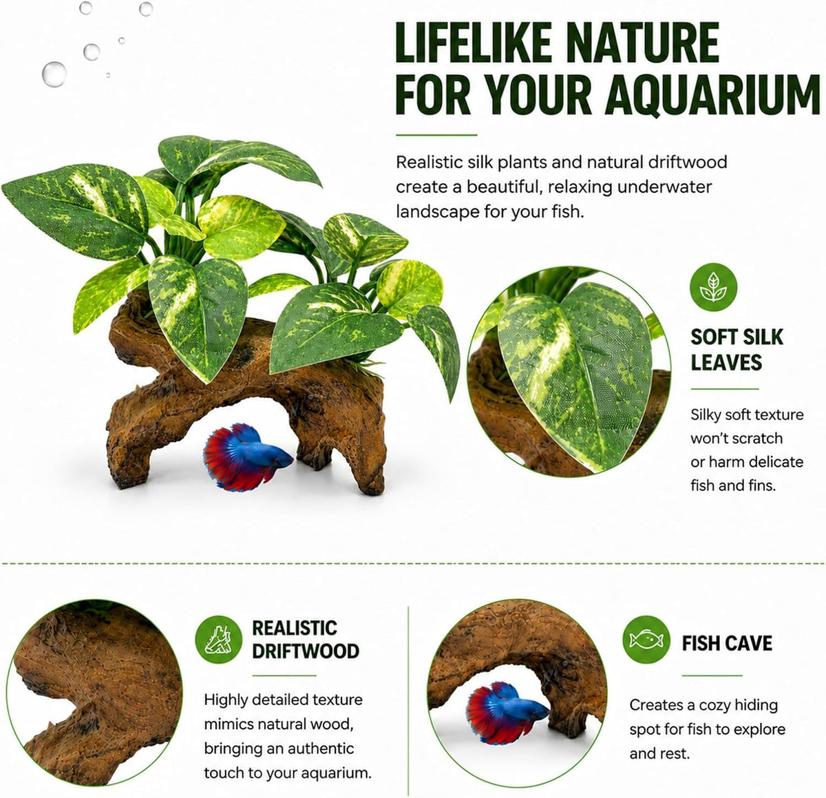 10 PCS Aquarium Decorations Silk Aquarium Plants Betta Fish Tank Decor
