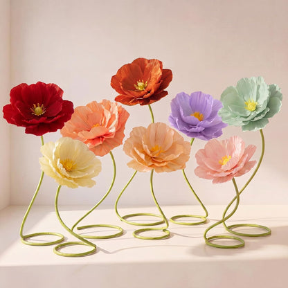 4 Pcs 5ft Large Paper Red Poppy Flowers Giant Artificial Poppies Standing Huge Handcrafted Poppy Flowers Wicked Party Decoration for Valentine Garden Hotel Office Wicked Birthday Party Wedding