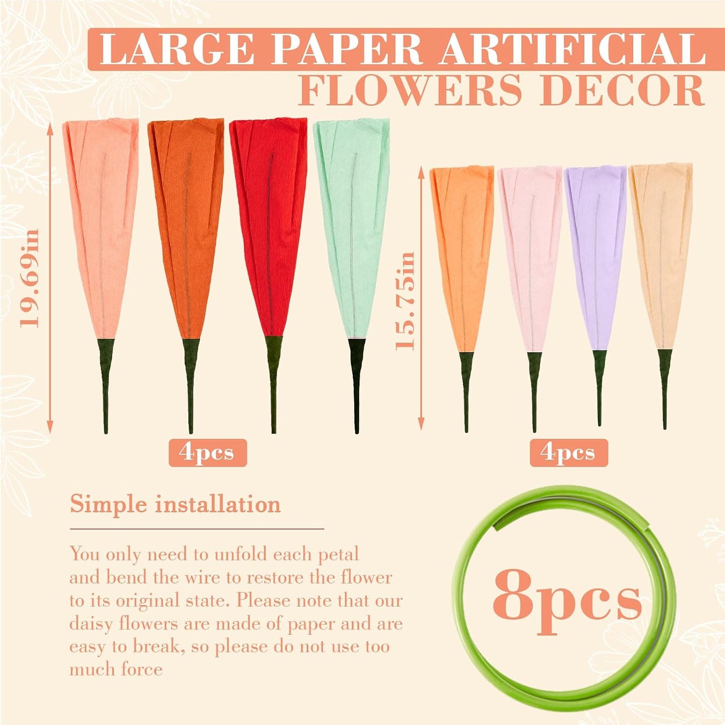 4 Pcs 5ft Large Paper Red Poppy Flowers Giant Artificial Poppies Standing Huge Handcrafted Poppy Flowers Wicked Party Decoration for Valentine Garden Hotel Office Wicked Birthday Party Wedding