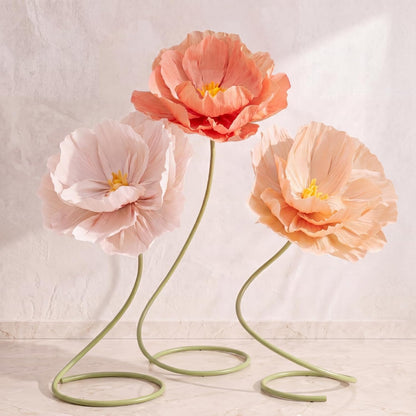 4 Pcs 5ft Large Paper Red Poppy Flowers Giant Artificial Poppies Standing Huge Handcrafted Poppy Flowers Wicked Party Decoration for Valentine Garden Hotel Office Wicked Birthday Party Wedding