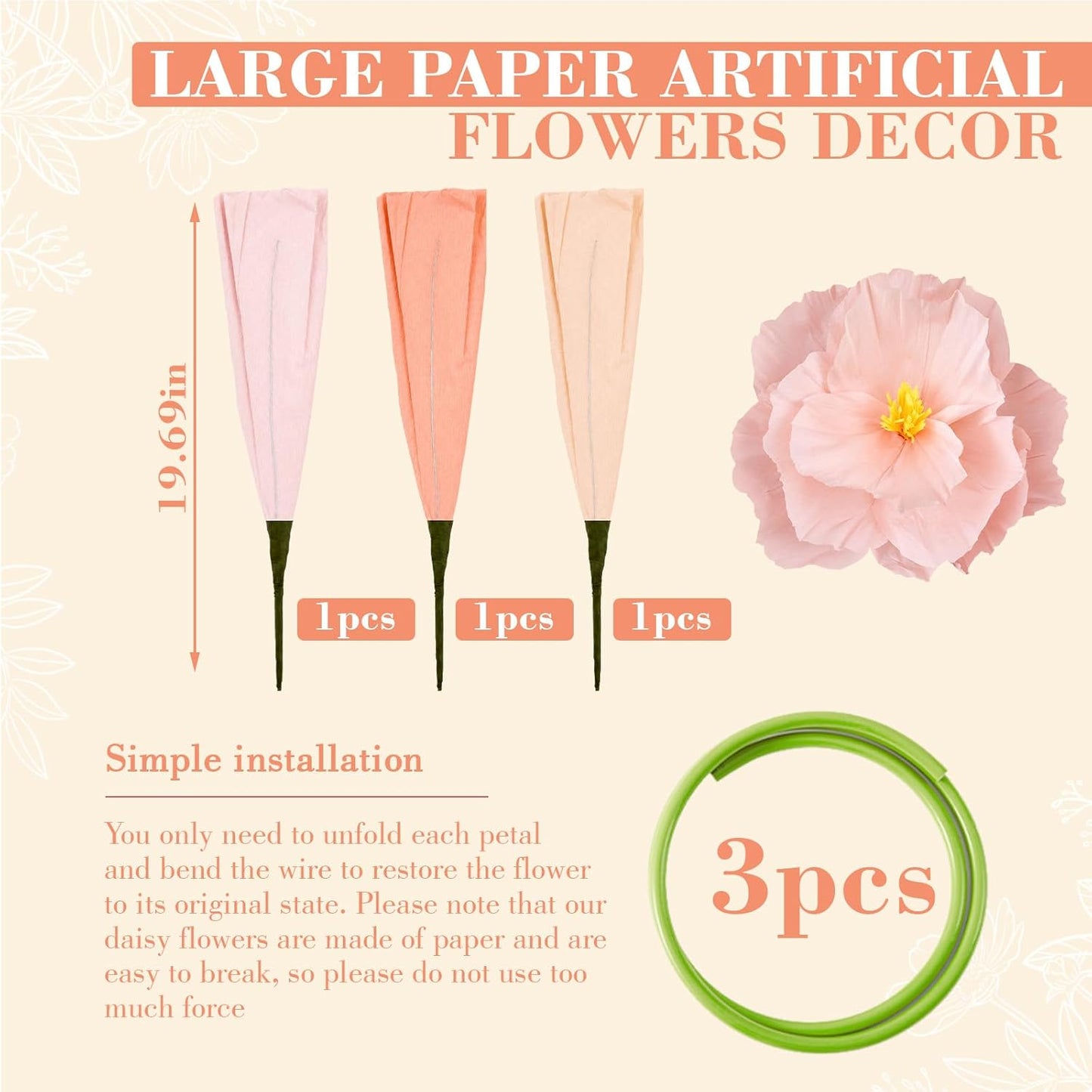 4 Pcs 5ft Large Paper Red Poppy Flowers Giant Artificial Poppies Standing Huge Handcrafted Poppy Flowers Wicked Party Decoration for Valentine Garden Hotel Office Wicked Birthday Party Wedding