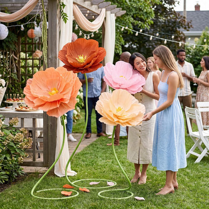 4 Pcs 5ft Large Paper Red Poppy Flowers Giant Artificial Poppies Standing Huge Handcrafted Poppy Flowers Wicked Party Decoration for Valentine Garden Hotel Office Wicked Birthday Party Wedding