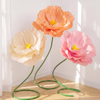 4 Pcs 5ft Large Paper Red Poppy Flowers Giant Artificial Poppies Standing Huge Handcrafted Poppy Flowers Wicked Party Decoration for Valentine Garden Hotel Office Wicked Birthday Party Wedding