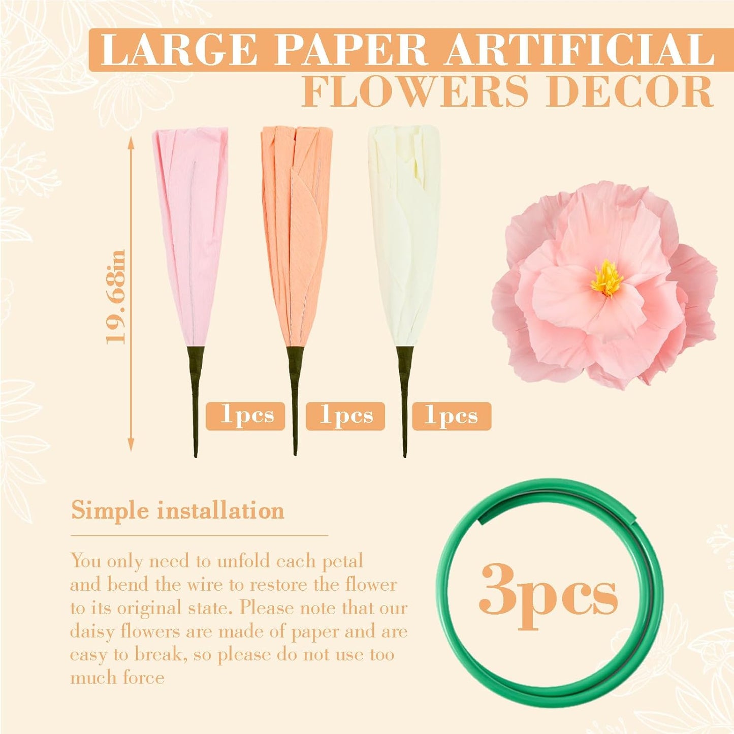 4 Pcs 5ft Large Paper Red Poppy Flowers Giant Artificial Poppies Standing Huge Handcrafted Poppy Flowers Wicked Party Decoration for Valentine Garden Hotel Office Wicked Birthday Party Wedding