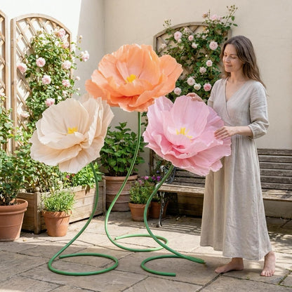 4 Pcs 5ft Large Paper Red Poppy Flowers Giant Artificial Poppies Standing Huge Handcrafted Poppy Flowers Wicked Party Decoration for Valentine Garden Hotel Office Wicked Birthday Party Wedding