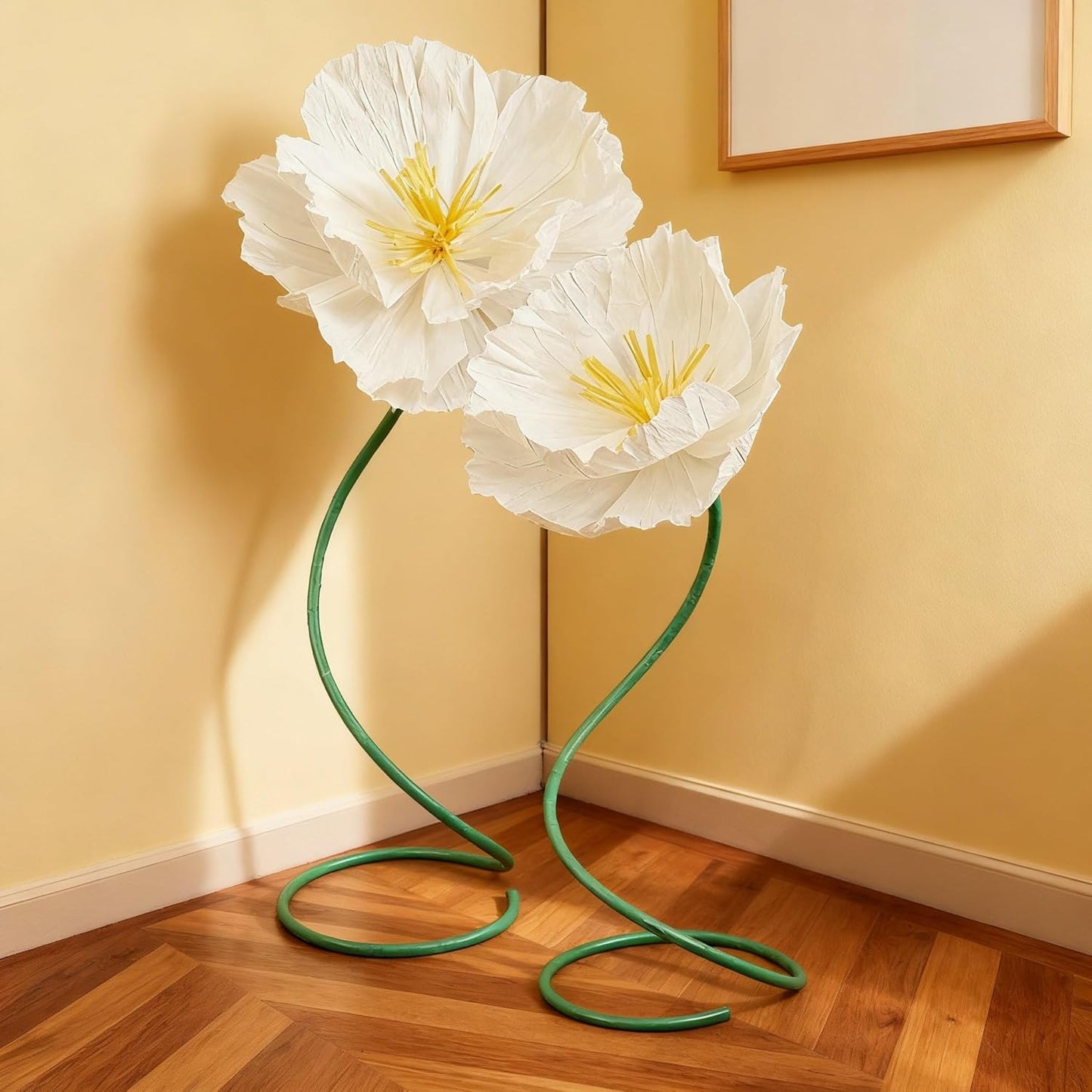4 Pcs 5ft Large Paper Red Poppy Flowers Giant Artificial Poppies Standing Huge Handcrafted Poppy Flowers Wicked Party Decoration for Valentine Garden Hotel Office Wicked Birthday Party Wedding