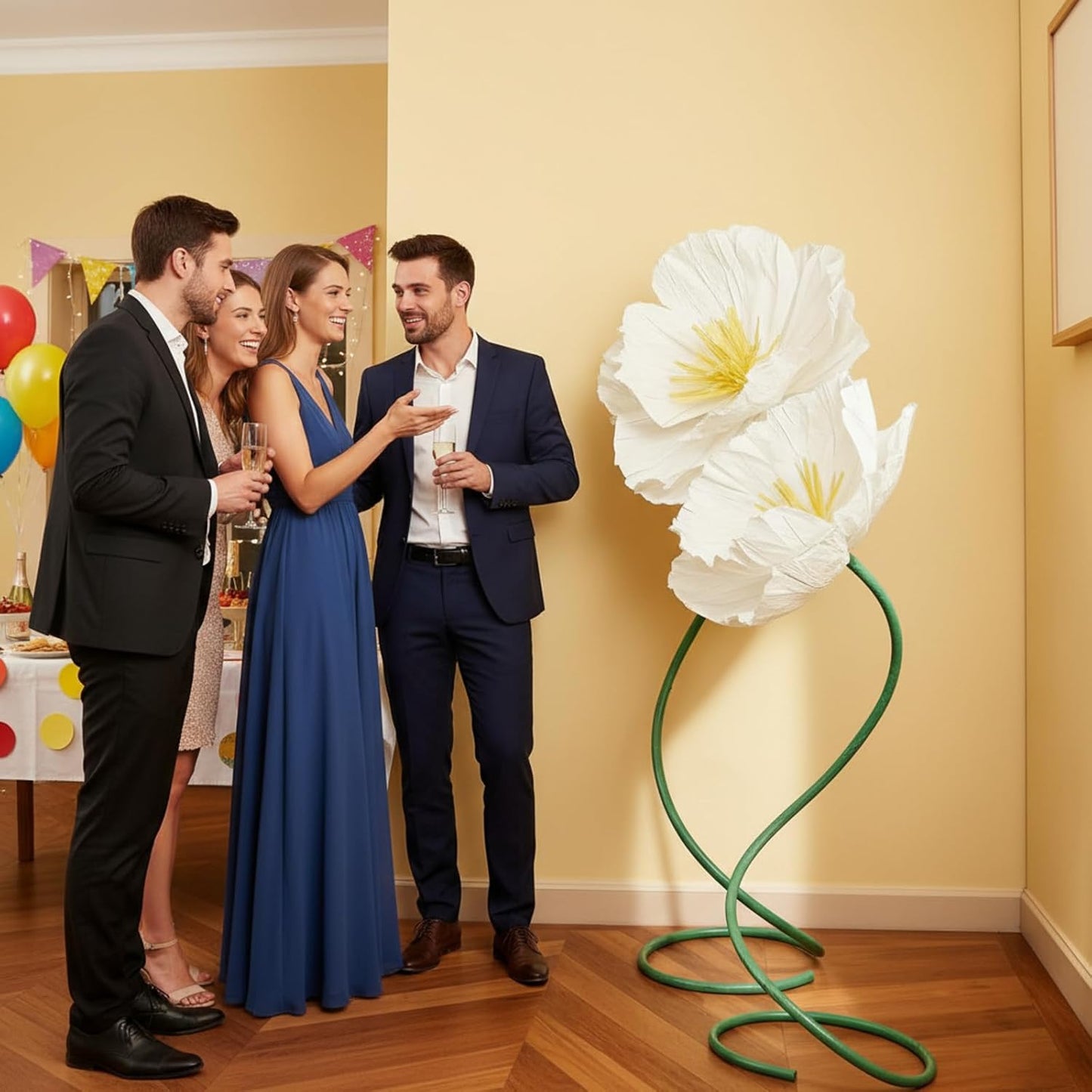 4 Pcs 5ft Large Paper Red Poppy Flowers Giant Artificial Poppies Standing Huge Handcrafted Poppy Flowers Wicked Party Decoration for Valentine Garden Hotel Office Wicked Birthday Party Wedding