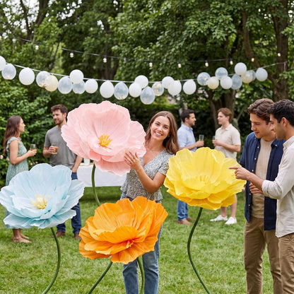 4 Pcs 5ft Large Paper Red Poppy Flowers Giant Artificial Poppies Standing Huge Handcrafted Poppy Flowers Wicked Party Decoration for Valentine Garden Hotel Office Wicked Birthday Party Wedding