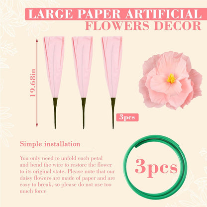 4 Pcs 5ft Large Paper Red Poppy Flowers Giant Artificial Poppies Standing Huge Handcrafted Poppy Flowers Wicked Party Decoration for Valentine Garden Hotel Office Wicked Birthday Party Wedding