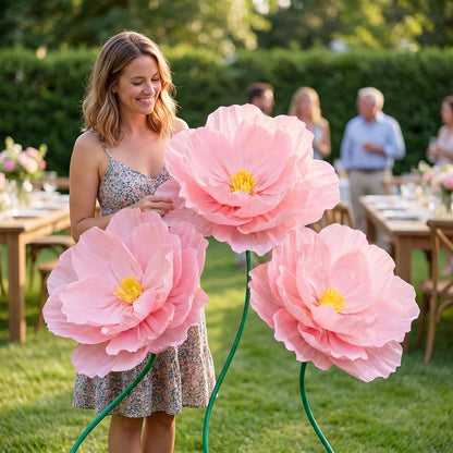 4 Pcs 5ft Large Paper Red Poppy Flowers Giant Artificial Poppies Standing Huge Handcrafted Poppy Flowers Wicked Party Decoration for Valentine Garden Hotel Office Wicked Birthday Party Wedding