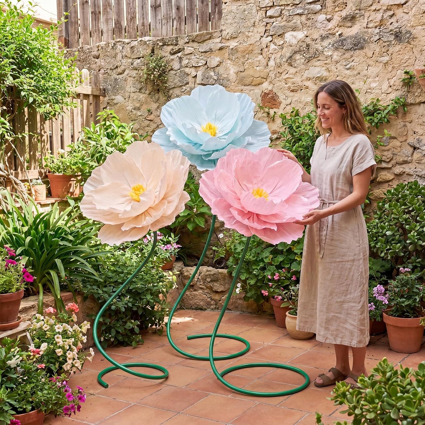 4 Pcs 5ft Large Paper Red Poppy Flowers Giant Artificial Poppies Standing Huge Handcrafted Poppy Flowers Wicked Party Decoration for Valentine Garden Hotel Office Wicked Birthday Party Wedding