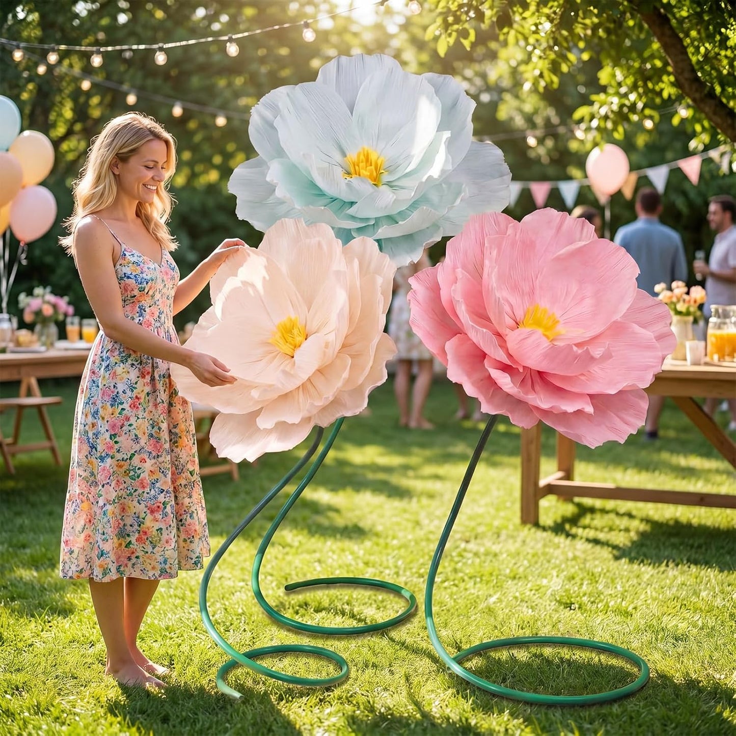 4 Pcs 5ft Large Paper Red Poppy Flowers Giant Artificial Poppies Standing Huge Handcrafted Poppy Flowers Wicked Party Decoration for Valentine Garden Hotel Office Wicked Birthday Party Wedding