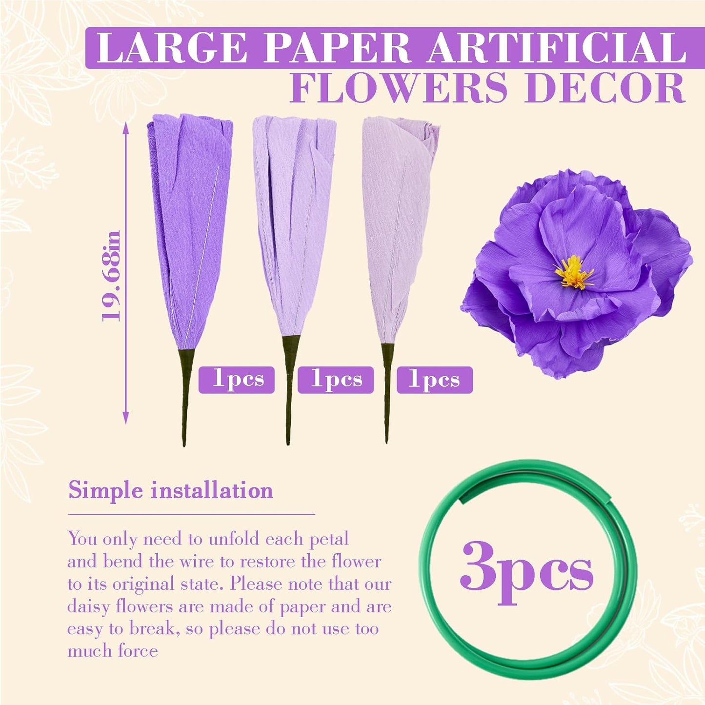 4 Pcs 5ft Large Paper Red Poppy Flowers Giant Artificial Poppies Standing Huge Handcrafted Poppy Flowers Wicked Party Decoration for Valentine Garden Hotel Office Wicked Birthday Party Wedding