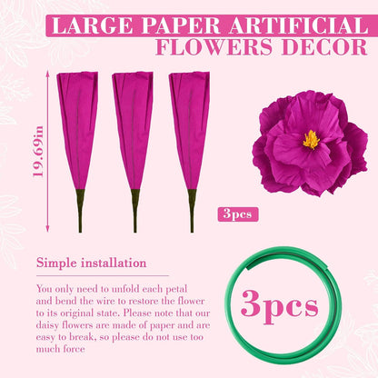 4 Pcs 5ft Large Paper Red Poppy Flowers Giant Artificial Poppies Standing Huge Handcrafted Poppy Flowers Wicked Party Decoration for Valentine Garden Hotel Office Wicked Birthday Party Wedding