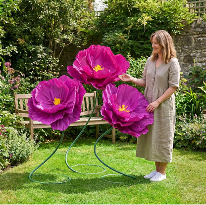 4 Pcs 5ft Large Paper Red Poppy Flowers Giant Artificial Poppies Standing Huge Handcrafted Poppy Flowers Wicked Party Decoration for Valentine Garden Hotel Office Wicked Birthday Party Wedding