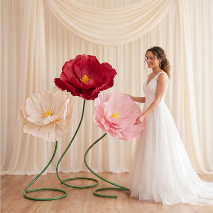 4 Pcs 5ft Large Paper Red Poppy Flowers Giant Artificial Poppies Standing Huge Handcrafted Poppy Flowers Wicked Party Decoration for Valentine Garden Hotel Office Wicked Birthday Party Wedding