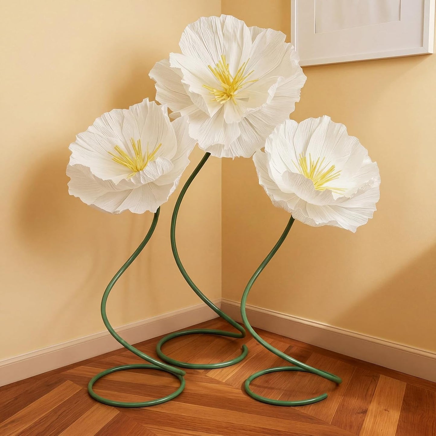4 Pcs 5ft Large Paper Red Poppy Flowers Giant Artificial Poppies Standing Huge Handcrafted Poppy Flowers Wicked Party Decoration for Valentine Garden Hotel Office Wicked Birthday Party Wedding