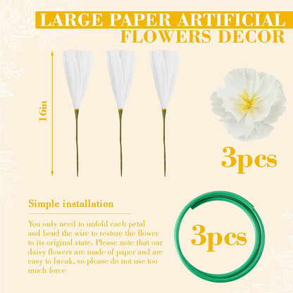 4 Pcs 5ft Large Paper Red Poppy Flowers Giant Artificial Poppies Standing Huge Handcrafted Poppy Flowers Wicked Party Decoration for Valentine Garden Hotel Office Wicked Birthday Party Wedding