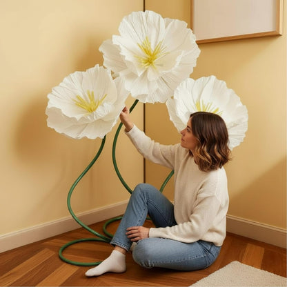 4 Pcs 5ft Large Paper Red Poppy Flowers Giant Artificial Poppies Standing Huge Handcrafted Poppy Flowers Wicked Party Decoration for Valentine Garden Hotel Office Wicked Birthday Party Wedding