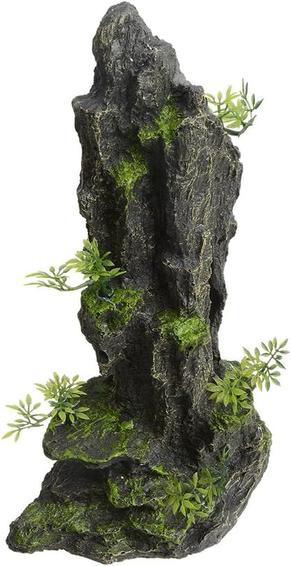 Aquarium Decorations Large and Tall Mountain View Stone Betta Hideout Fish Tank Accessories Decor Cute Tree Rock Cave Landscape for Turtles, Fish to Play, 14.4inch