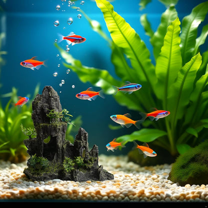 Aquarium Decorations Large and Tall Mountain View Stone Betta Hideout Fish Tank Accessories Decor Cute Tree Rock Cave Landscape for Turtles, Fish to Play, 14.4inch