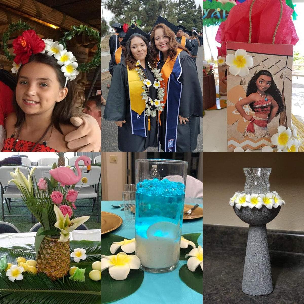 100Pcs White Foam Hawaiian Frangipani Artificial Plumeria Flower Petals Cap Hair Hat Wreath Floral DIY Home Wedding Decoration 5cm