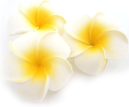 100Pcs White Foam Hawaiian Frangipani Artificial Plumeria Flower Petals Cap Hair Hat Wreath Floral DIY Home Wedding Decoration 5cm