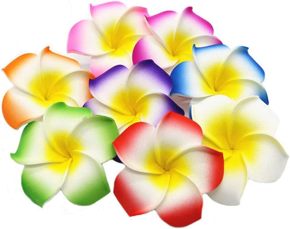 100Pcs White Foam Hawaiian Frangipani Artificial Plumeria Flower Petals Cap Hair Hat Wreath Floral DIY Home Wedding Decoration 5cm