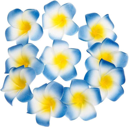 100Pcs White Foam Hawaiian Frangipani Artificial Plumeria Flower Petals Cap Hair Hat Wreath Floral DIY Home Wedding Decoration 5cm