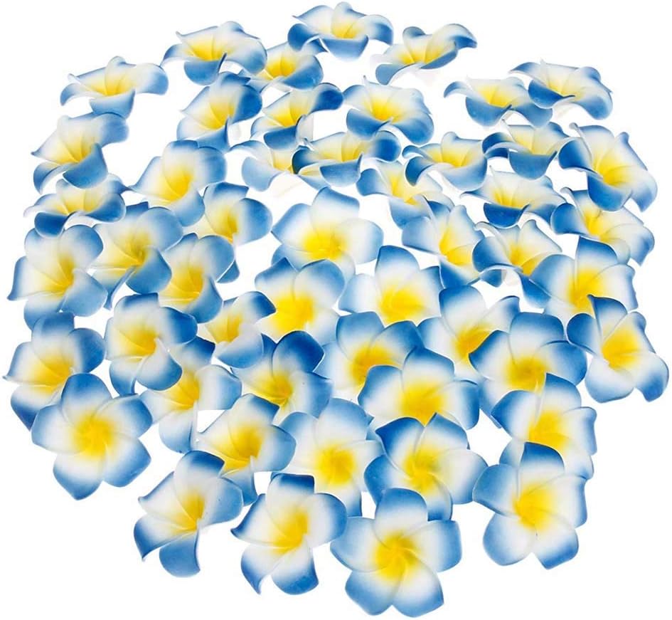100Pcs White Foam Hawaiian Frangipani Artificial Plumeria Flower Petals Cap Hair Hat Wreath Floral DIY Home Wedding Decoration 5cm