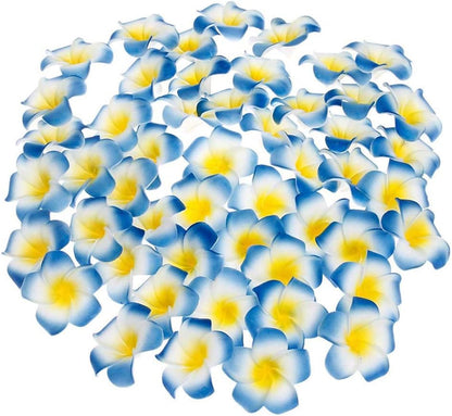 100Pcs White Foam Hawaiian Frangipani Artificial Plumeria Flower Petals Cap Hair Hat Wreath Floral DIY Home Wedding Decoration 5cm