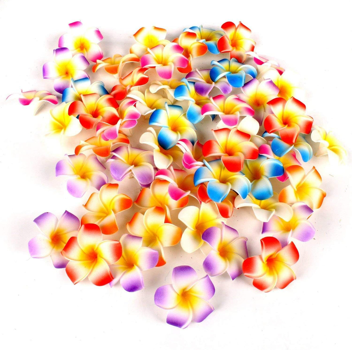 100Pcs White Foam Hawaiian Frangipani Artificial Plumeria Flower Petals Cap Hair Hat Wreath Floral DIY Home Wedding Decoration 5cm