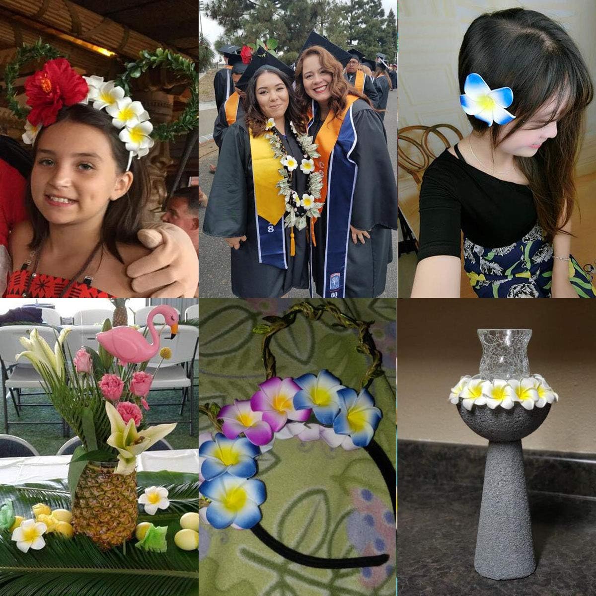 100Pcs White Foam Hawaiian Frangipani Artificial Plumeria Flower Petals Cap Hair Hat Wreath Floral DIY Home Wedding Decoration 5cm