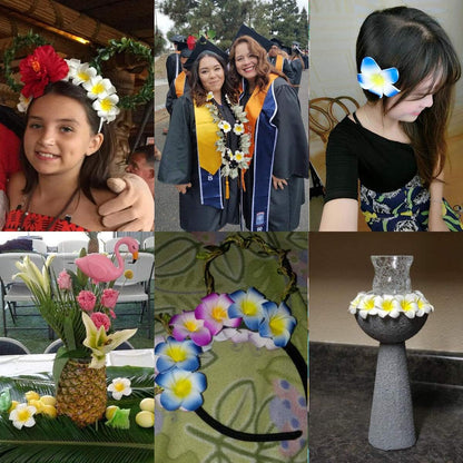 100Pcs White Foam Hawaiian Frangipani Artificial Plumeria Flower Petals Cap Hair Hat Wreath Floral DIY Home Wedding Decoration 5cm
