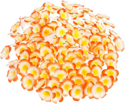 100Pcs White Foam Hawaiian Frangipani Artificial Plumeria Flower Petals Cap Hair Hat Wreath Floral DIY Home Wedding Decoration 5cm