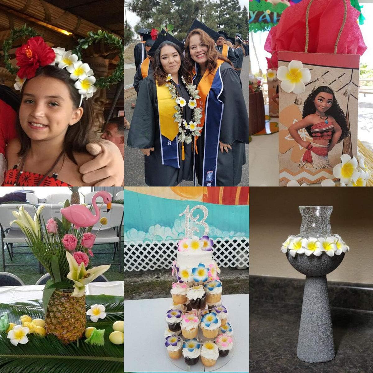 100Pcs White Foam Hawaiian Frangipani Artificial Plumeria Flower Petals Cap Hair Hat Wreath Floral DIY Home Wedding Decoration 5cm